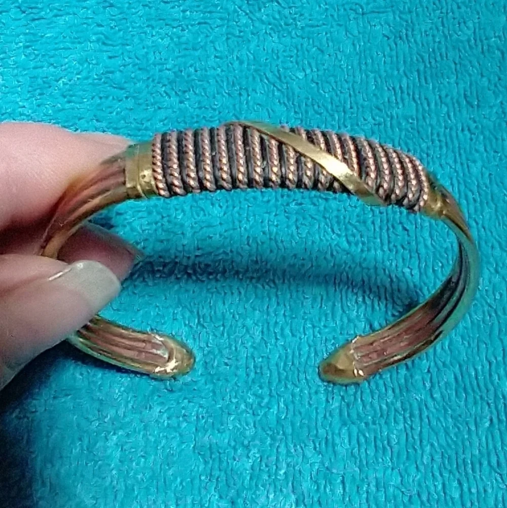 Brass and Copper Tone Cuff Bracelet Vintage